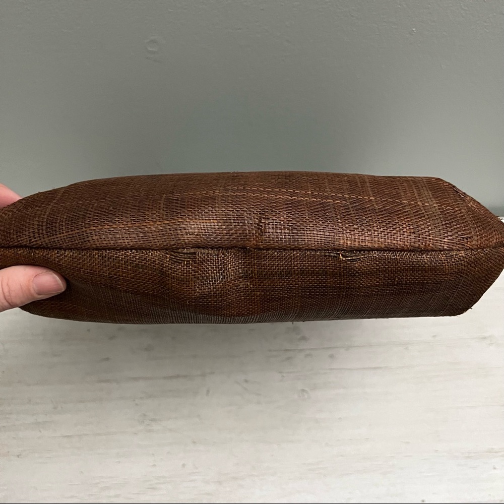 Kate Landry Natural Straw Woven and Beaded Top Handle Shoulder Bag - Picture 6 of 16